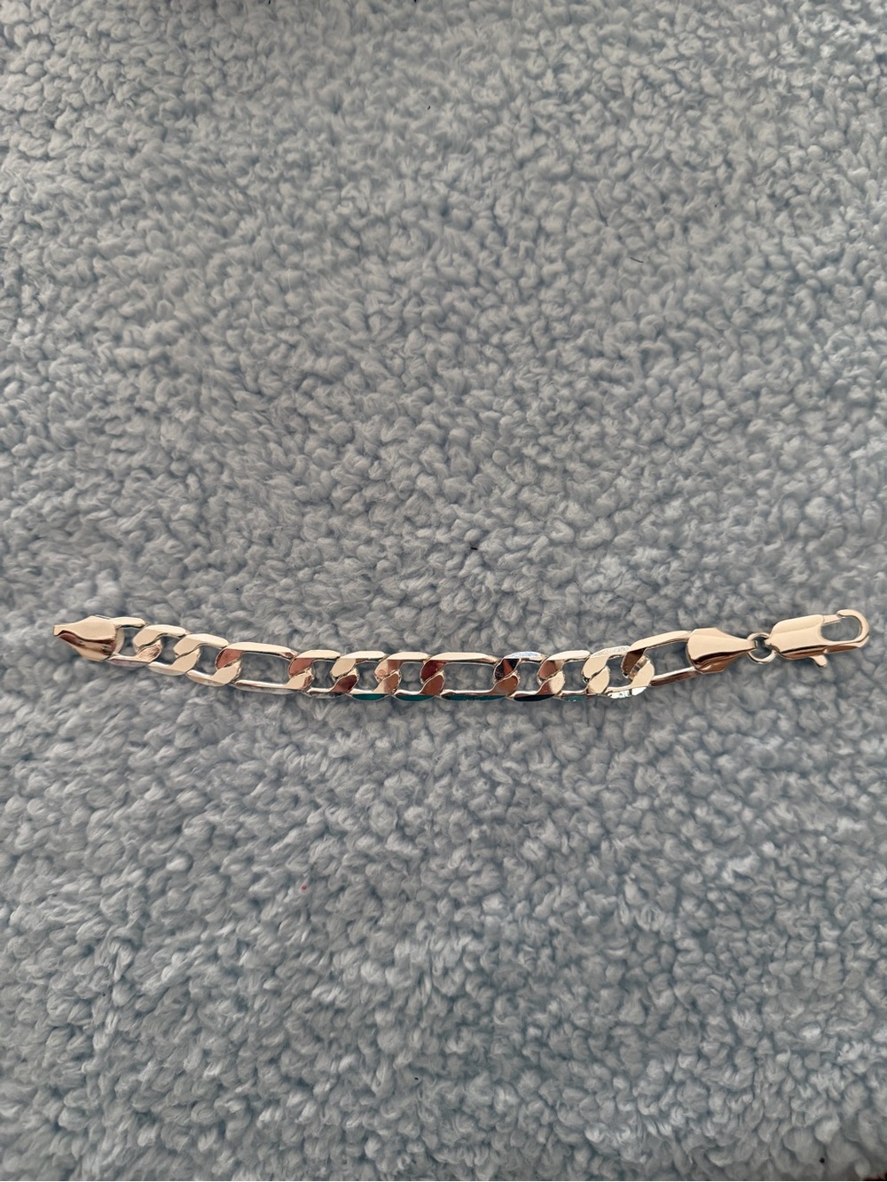 Women’s Silver Figaro Chain Bracelet - Polished Silver Finish 8”